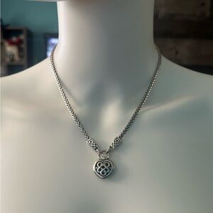 Brighton Silver Plated Adjustable Scroll Heart Necklace